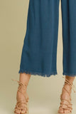 Umgee Full Size Linen Blend Elastic Waistband Wide Leg Pants Plus Size - Trendsi