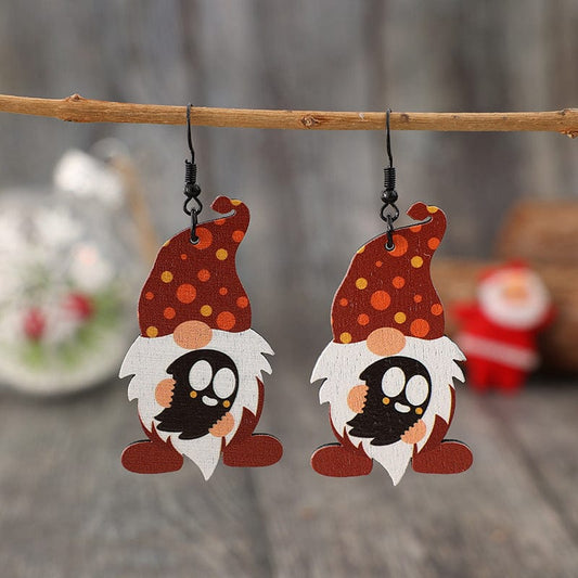 Point Hat Gnome Wooden Dangle Earrings - Trendsi