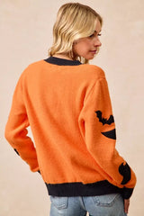 BiBi Halloween Witch Hat Moon Bat Artwork Cardigan - Trendsi - Flyclothing LLC