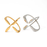 Stainless Steel Crisscross Open Ring - Trendsi - Flyclothing LLC