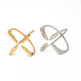 Stainless Steel Crisscross Open Ring - Trendsi - Flyclothing LLC
