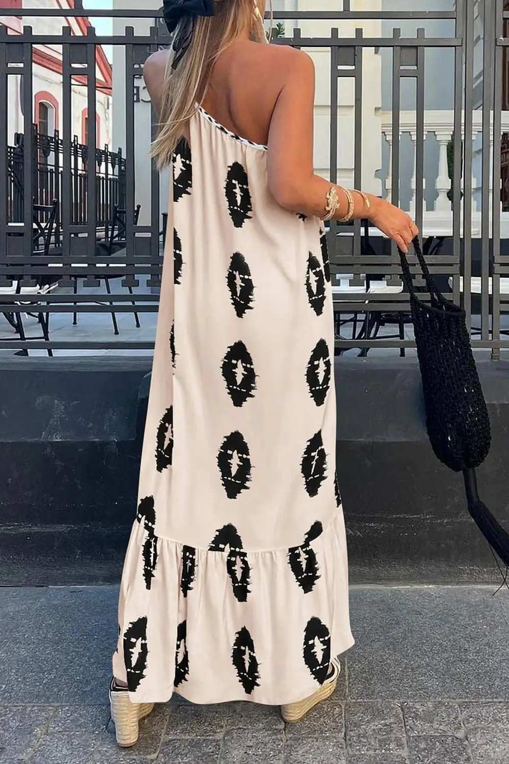 Printed Single Shoulder Maxi Dress - Trendsi - Flyclothing LLC