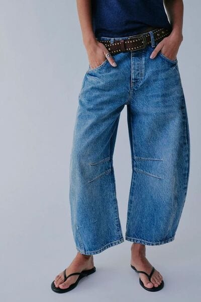 Wide Leg Jeans with Pockets - Trendsi