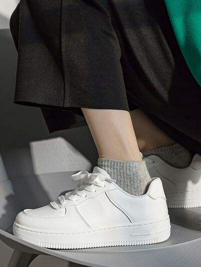 Lace Up Round Toe Platform Shoes - Trendsi - Flyclothing LLC