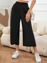 Elastic Waist Wide Leg Pants - Trendsi