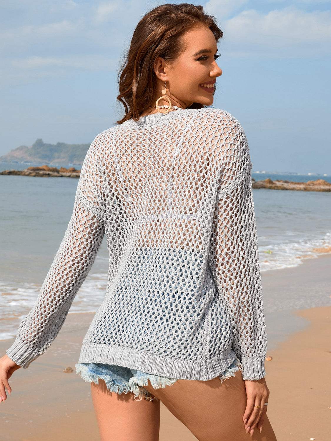 Openwork Dropped Shoulder Cover Up - Trendsi - Flyclothing LLC