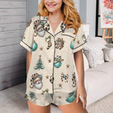 Baha Ranch Country Cow Print Christmas Satin Short Pajama Sets