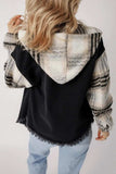 Drawstring Raw Hem Button Up Hooded Denim Jacket - Trendsi - Flyclothing LLC