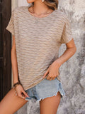 Round Neck Short Sleeve Blouse - Trendsi - Flyclothing LLC