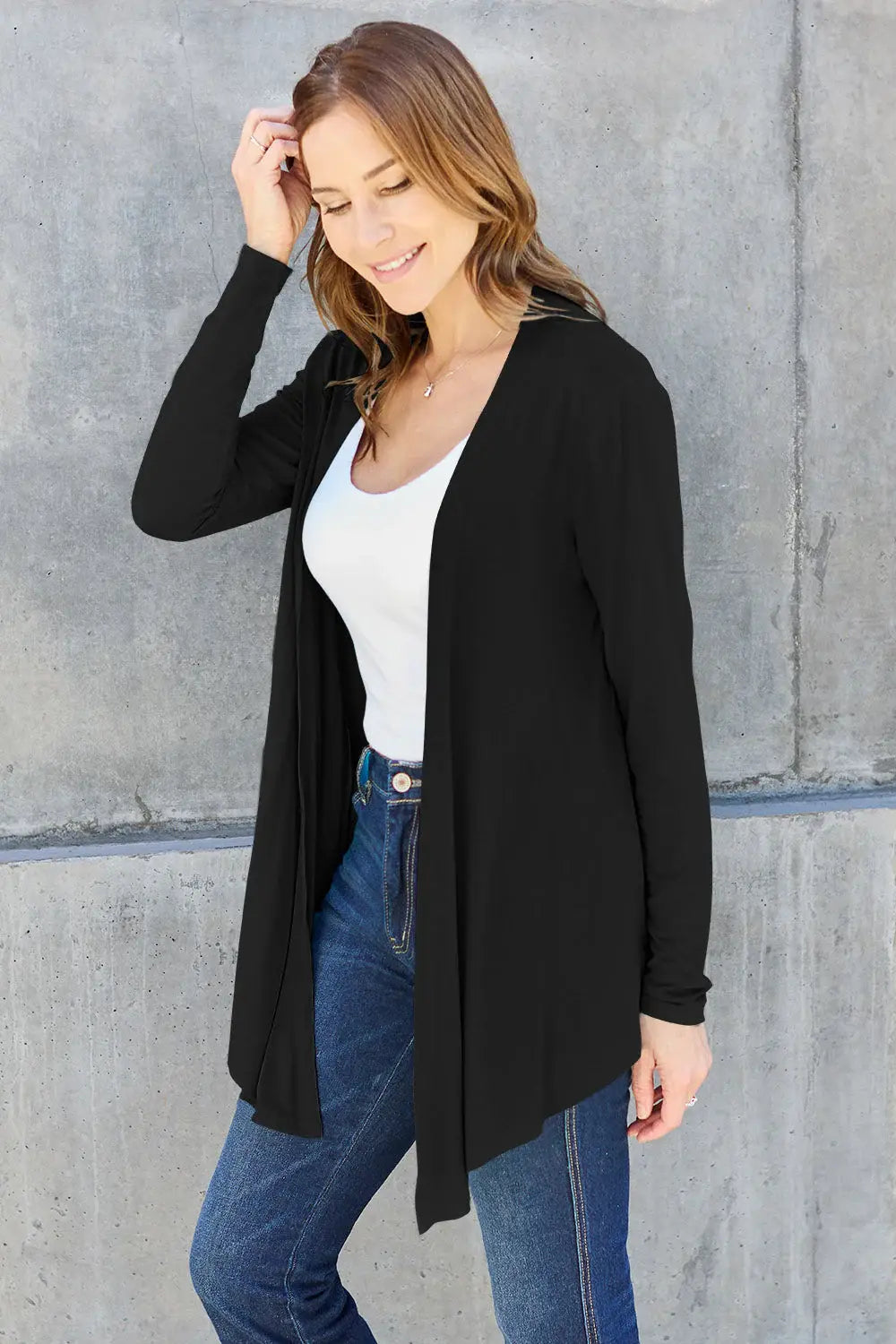 Basic Bae Full Size Open Front Long Sleeve Cardigan - ShopBasicbae - Flyclothing LLC