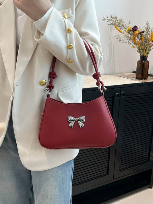 Bow PU Leather Knotted Strap Handbag - Trendsi