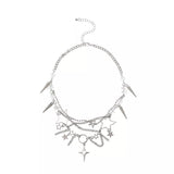 Gothic Star and Cross Charm Choker Necklace - Trendsi - Flyclothing LLC