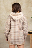 Drawstring Plaid Long Sleeve Hooded Jacket - Trendsi - Flyclothing LLC