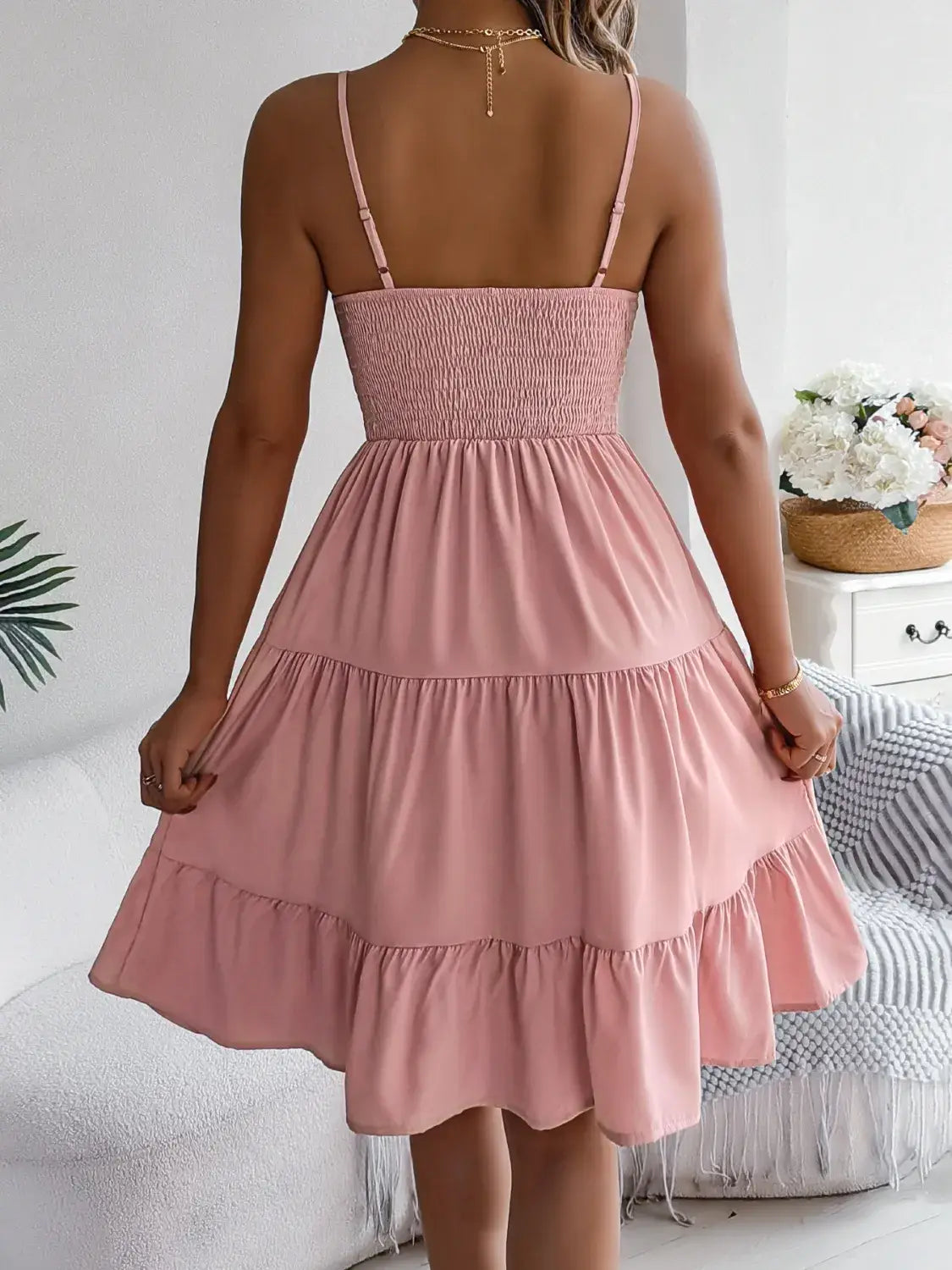 Smocked Back Tiered Cami Dress - Trendsi - Flyclothing LLC