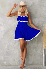 Contrast Trim Square Neck Mini Dress - Trendsi - Flyclothing LLC