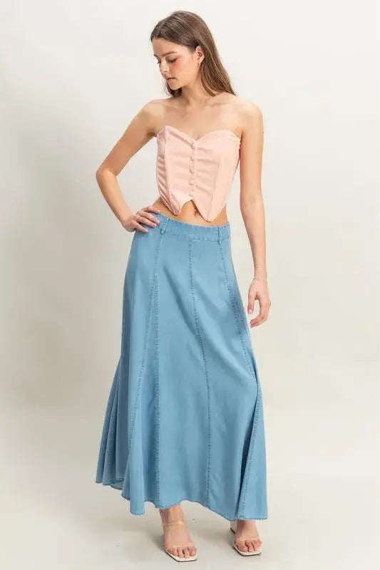 HYFVE Buttoned Front Strapless Knit Bustier Top - Trendsi - Flyclothing LLC