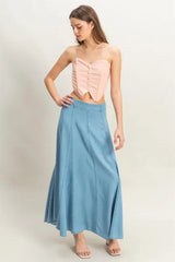 HYFVE Buttoned Front Strapless Knit Bustier Top - Trendsi - Flyclothing LLC