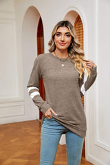 Round Neck Long Sleeve Top - Trendsi - Flyclothing LLC