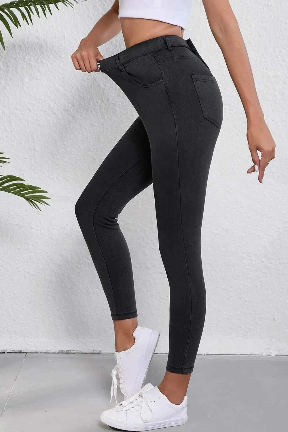 High Waist Jeans with Pockets - Trendsi - Flyclothing LLC