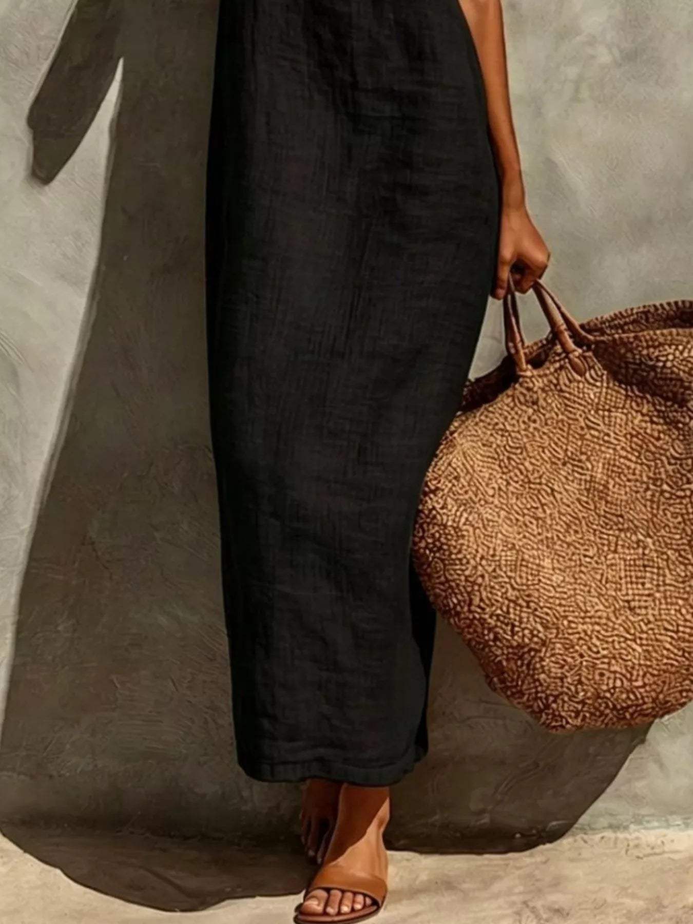 Sleeveless Linen Casual Maxi Dress - Trendsi - Flyclothing LLC