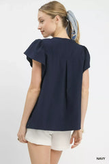 Umgee Floral Lace Overlay Flutter Sleeve Top - Trendsi - Flyclothing LLC