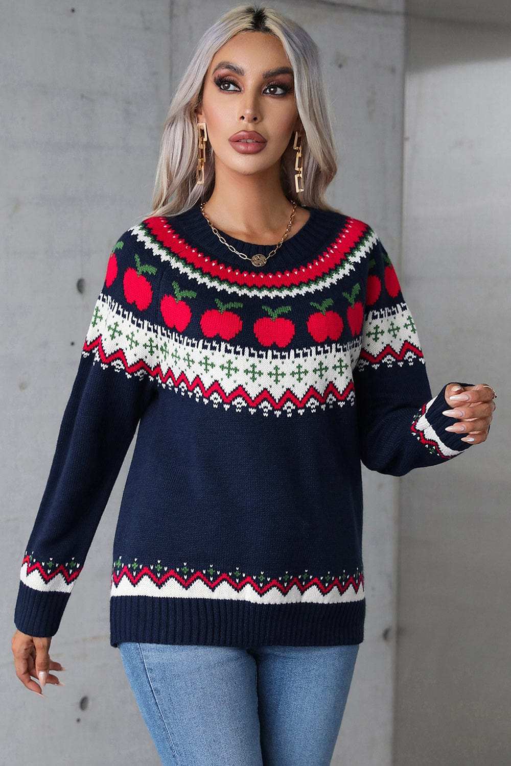 Angel Wings Graphic Round Neck Long Sleeve Sweater - Trendsi - Flyclothing LLC
