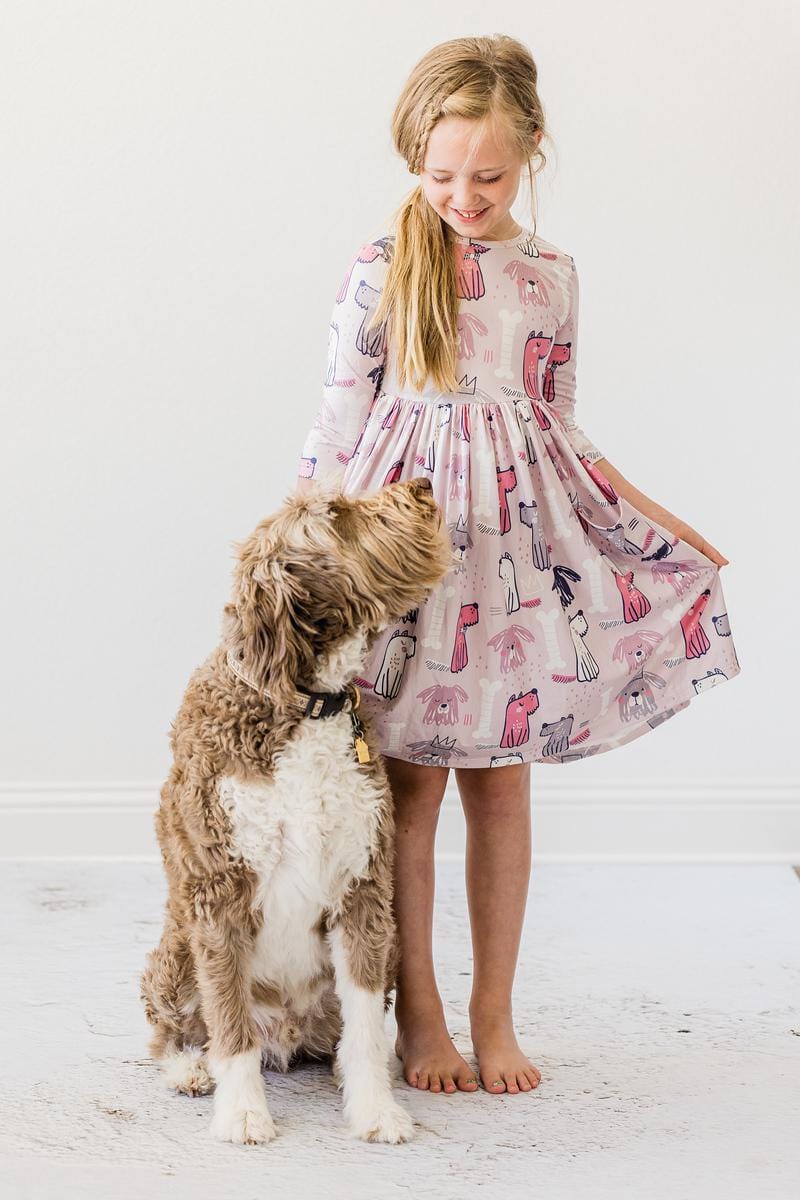 Puppy Party 3/4 Sleeve Pocket Twirl Dress - Mila & Rose ®