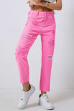 Star Raw Hem Distressed Jeans - Trendsi - Flyclothing LLC
