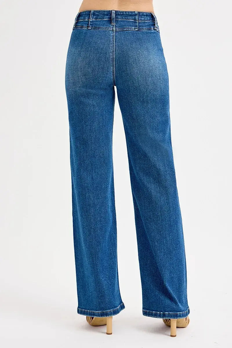 RISEN Seam Detail Wide Leg Jeans - Trendsi - Flyclothing LLC