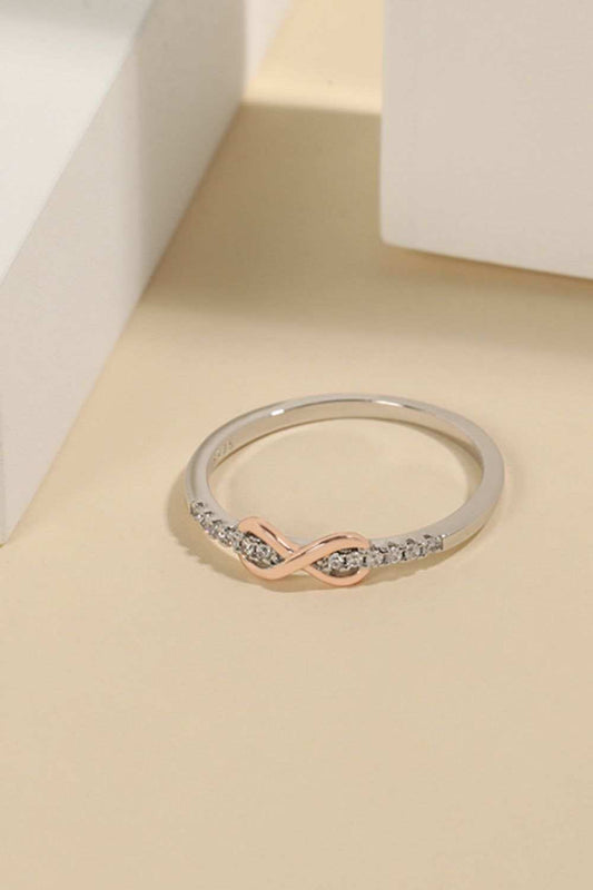925 Sterling Silver Inlaid Zircon Infinity Symbol Ring - Trendsi - Flyclothing LLC