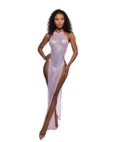 Roma Costume Long Diamond Sequin Mesh Gown with Slits - Roma Costume - Flyclothing LLC