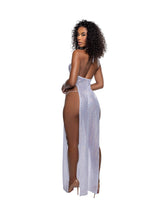 Roma Costume Long Diamond Sequin Mesh Gown with Slits - Roma Costume - Flyclothing LLC