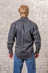 Rockmount Ranch Wear Men's Black Stonewashed Denim Blanket Stitch Western Shirt - Rockmount Clothing - Flyclothing LLC