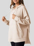 Drawstring Slit Long Sleeve Hoodie - Trendsi - Flyclothing LLC
