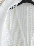Openwork Open Front Long Sleeve Cardigan - Trendsi