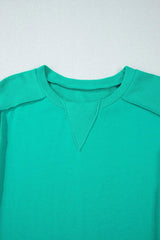 Exposed Seam Round Neck Long Sleeve Sweatshirt - Trendsi - Flyclothing LLC