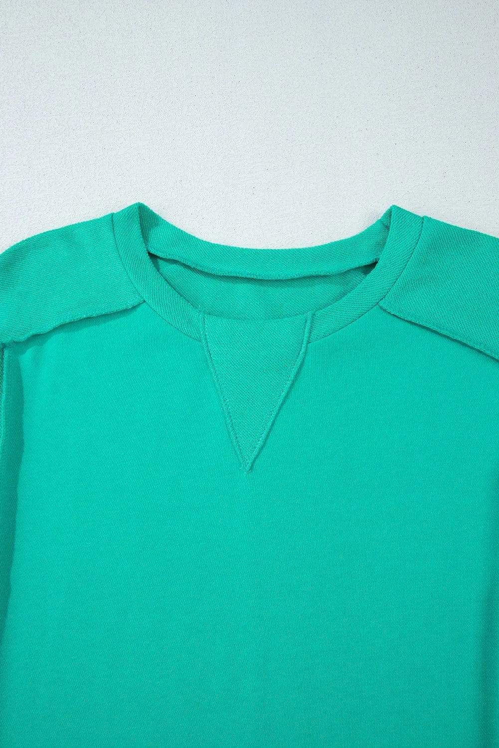 Exposed Seam Round Neck Long Sleeve Sweatshirt - Trendsi - Flyclothing LLC