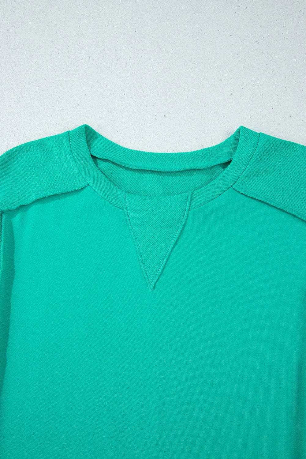 Exposed Seam Round Neck Long Sleeve Sweatshirt - Trendsi - Flyclothing LLC