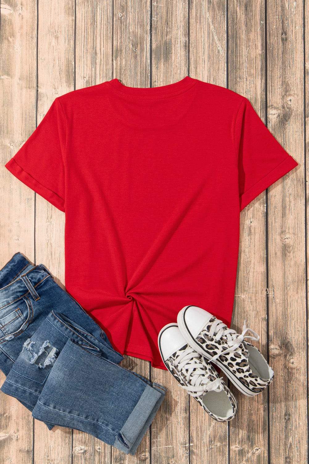 Heart Round Neck Short Sleeve T-Shirt - Trendsi - Flyclothing LLC