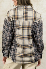 Plaid Collared Neck Button Up Long Sleeve Shirt - Trendsi