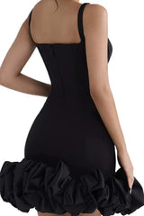 Ruched Square Neck Sleeve Mini Dress - Trendsi - Flyclothing LLC
