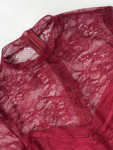 Lace Sheer Mock Neck Long Sleeve Maxi Dress - Trendsi - Flyclothing LLC