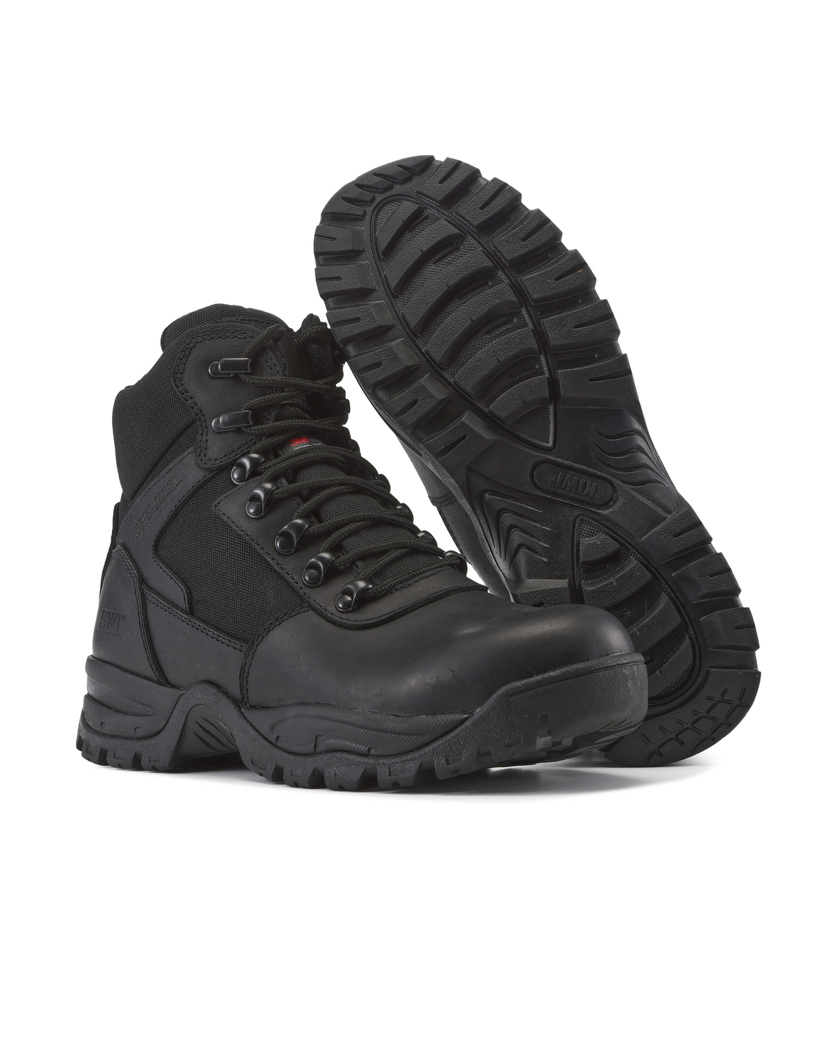 Kiwi Rugged Black Full Grain Leather Mid-Cut 6" Composite Toe Zipped Waterproof Tactical Boots [68100] - Kiwi - Flyclothing LLC