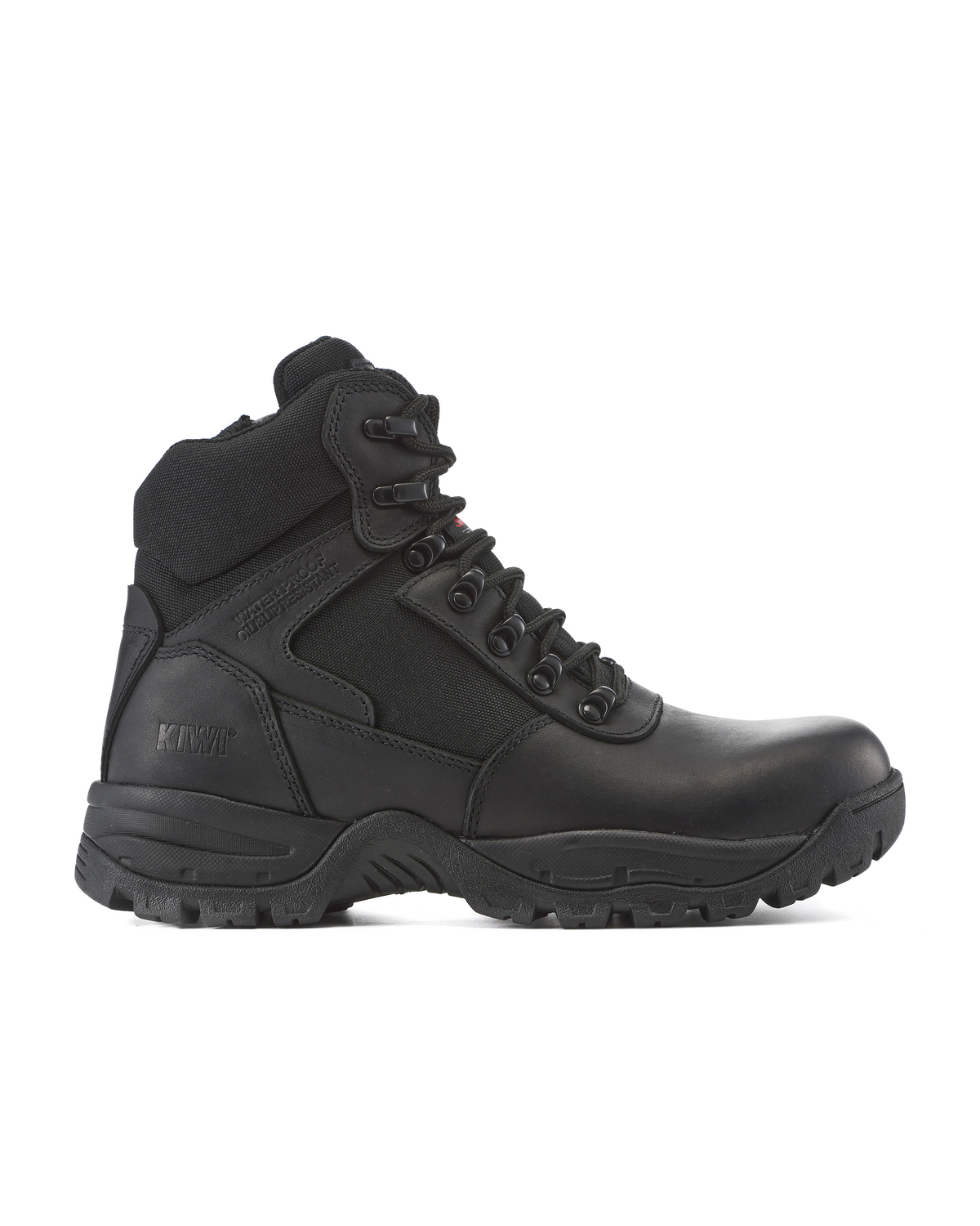 Kiwi Rugged Black Full Grain Leather Mid-Cut 6" Composite Toe Zipped Waterproof Tactical Boots [68100] - Kiwi - Flyclothing LLC