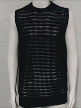 Men's Round Neck Hollow Out Sleeveless Knit Top - Trendsi - Flyclothing LLC