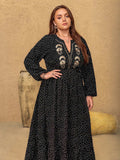 Plus Size Embroidered Polka Dot Notched Long Sleeve Dress - Trendsi - Flyclothing LLC