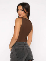 Round Neck Cropped Tank - Trendsi - Flyclothing LLC