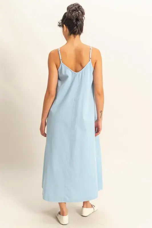 HYFVE Dyed V-Neck Loose Dress - Trendsi - Flyclothing LLC