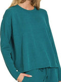 Zenana Corded Rib Long Sleeve Tee and Shorts Set - Trendsi - Flyclothing LLC