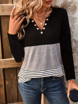 Notched Long Sleeve T-Shirt - Trendsi - Flyclothing LLC